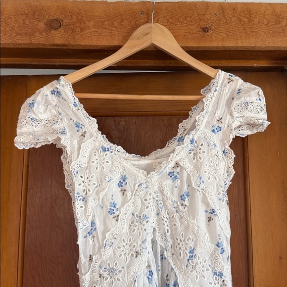 RARE LOVESHACKFANCY Archer Dress in White Blue Floral - Picture 8 of 12